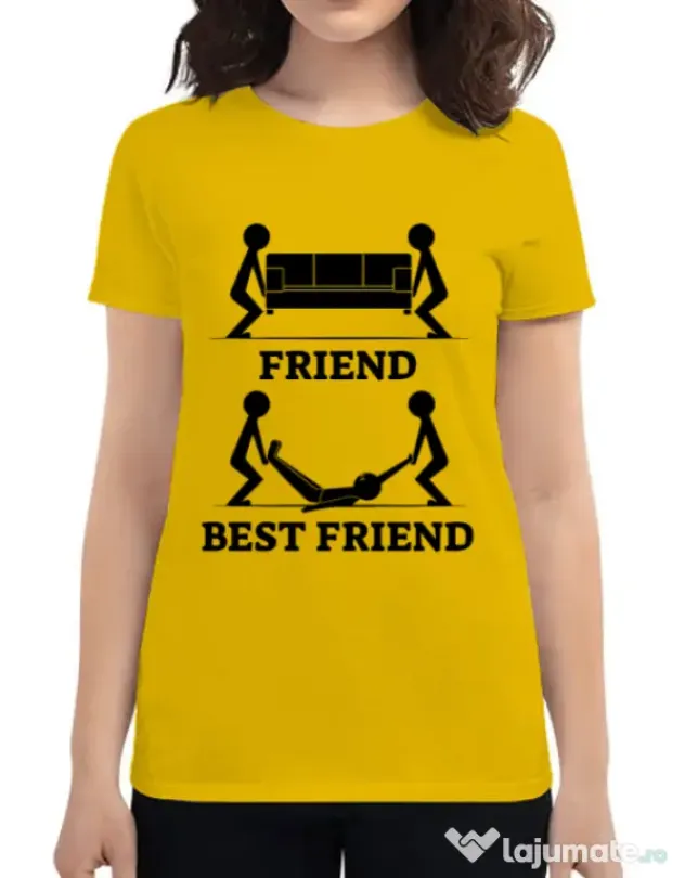 Tricou ADLER dama Best friend Galben