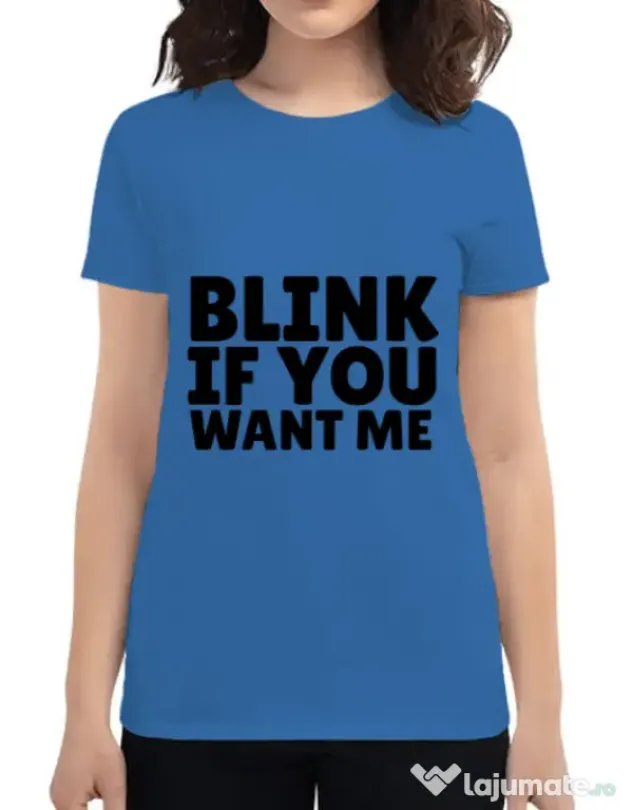 Tricou ADLER dama Blink if you want me Albastru azuriu