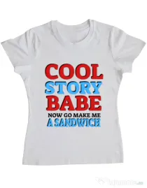 Tricou ADLER dama Cool story babe Alb
