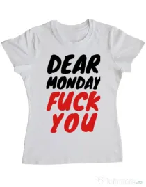 Tricou ADLER dama Dear monday Alb