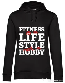 Hoodie dama cu gluga Fitness is not a hobby Negru