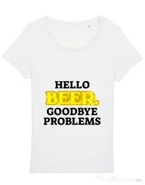Tricou STANLEY STELLA dama Hello beer Alb