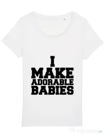 Tricou STANLEY STELLA dama I make adorable babies Alb