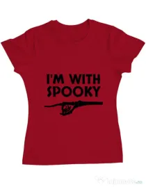 Tricou ADLER dama I'm with spooky Rosu