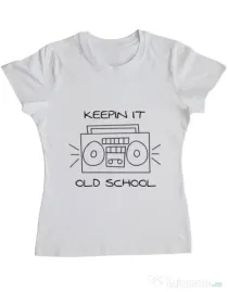 Tricou ADLER dama Old school stereo Alb