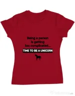 Tricou ADLER dama Time to be a unicorn Rosu