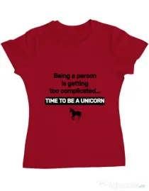 Tricou ADLER dama Time to be a unicorn Rosu