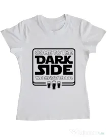 Tricou ADLER dama Dark side with beer Alb