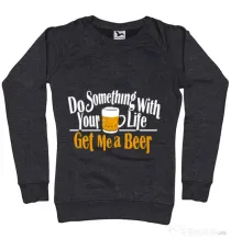 Bluza ADLER dama Get me a beer Negru melanj