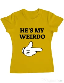 Tricou ADLER dama He's my weirdo Galben