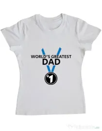 Tricou ADLER dama World's greatest dad Alb