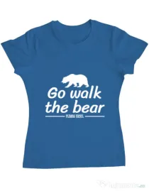 Tricou ADLER dama Go walk the bear Albastru azuriu