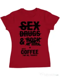 Tricou ADLER dama Just coffee for me Rosu