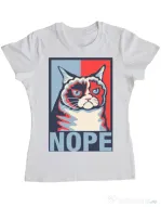 Tricou ADLER dama Grumpy cat Nope Alb