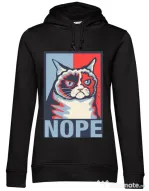 Hoodie dama cu gluga Grumpy cat Nope Negru