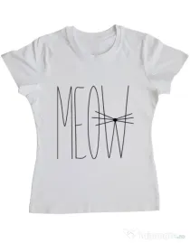 Tricou ADLER dama I'm a cat Alb