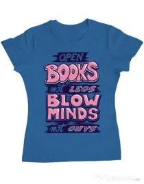 Tricou ADLER dama Open books Albastru azuriu