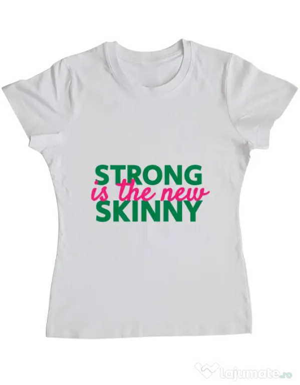 Tricou ADLER dama Strong is the new skinny Alb