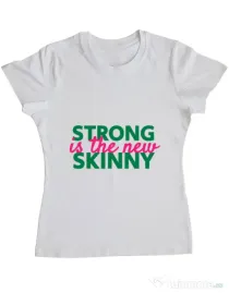 Tricou ADLER dama Strong is the new skinny Alb