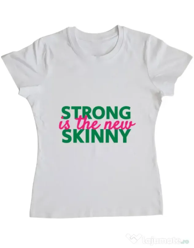 Tricou ADLER dama Strong is the new skinny Alb