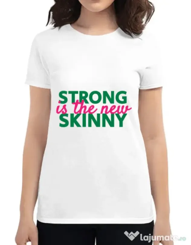 Tricou ADLER dama Strong is the new skinny Alb