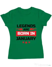 Tricou ADLER dama Legends are born in January Verde mediu