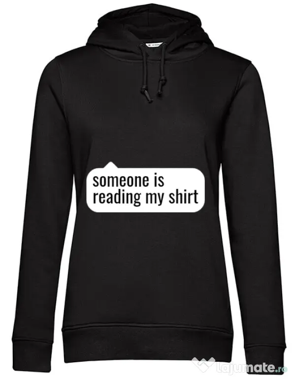 Hoodie dama cu gluga Reading my shirt Negru