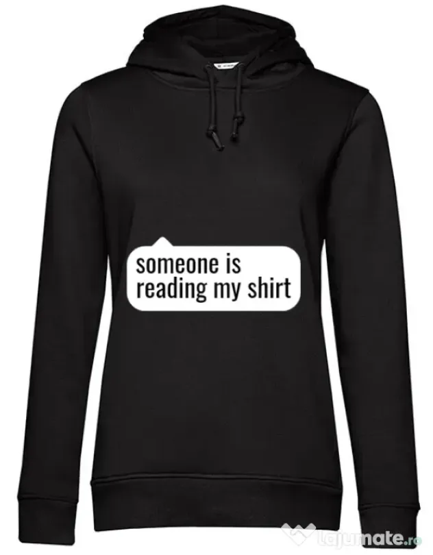 Hoodie dama cu gluga Reading my shirt Negru