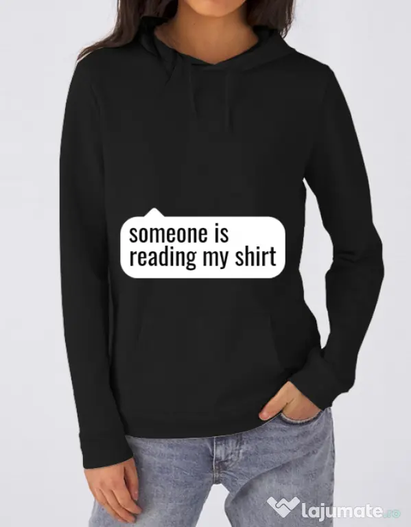 Hoodie dama cu gluga Reading my shirt Negru