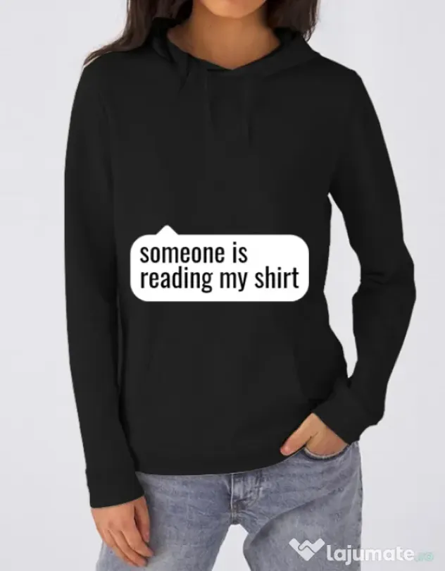 Hoodie dama cu gluga Reading my shirt Negru