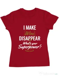 Tricou ADLER dama I make wine disappear Rosu