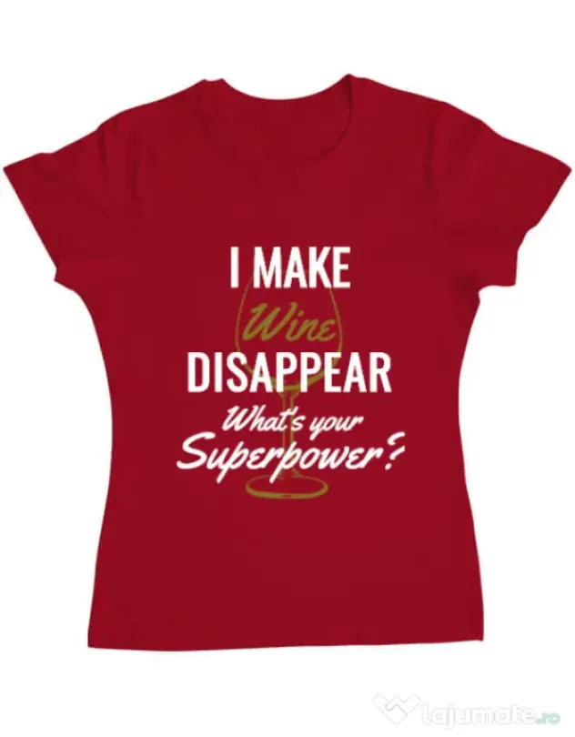 Tricou ADLER dama I make wine disappear Rosu