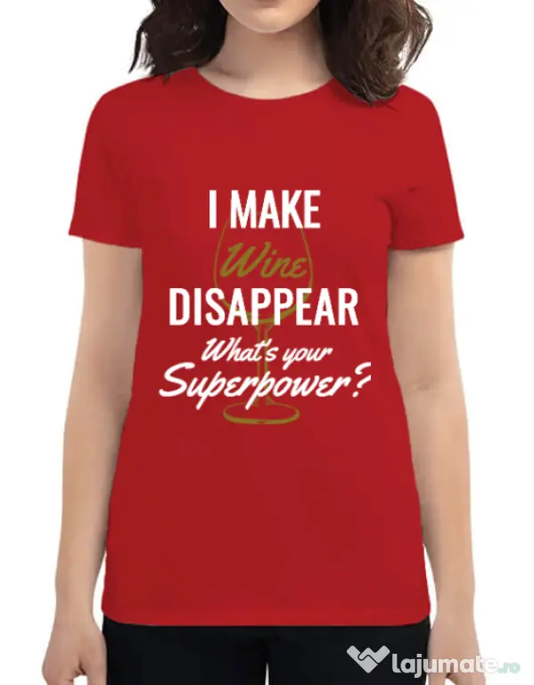 Tricou ADLER dama I make wine disappear Rosu