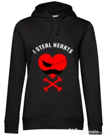 Hoodie dama cu gluga I steal hearts Negru