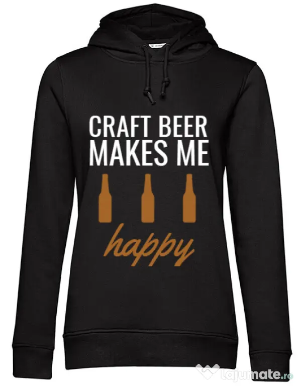 Hoodie dama cu gluga Craft beer Negru