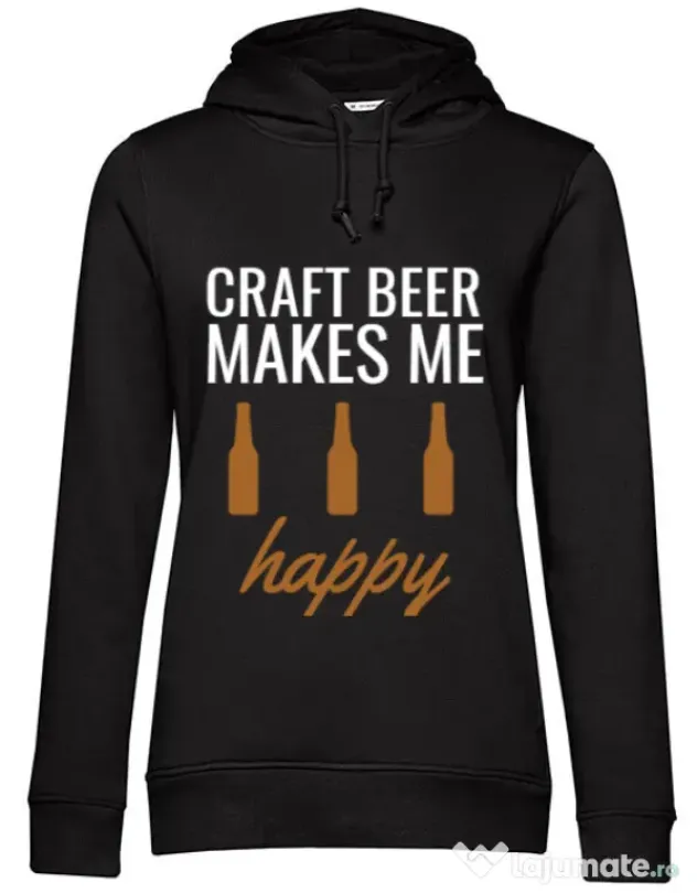 Hoodie dama cu gluga Craft beer Negru