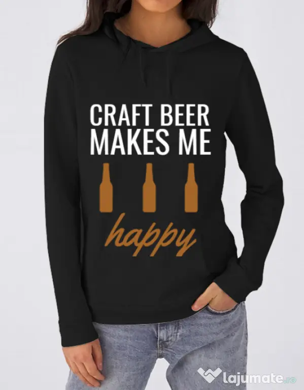 Hoodie dama cu gluga Craft beer Negru