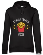Hoodie dama cu gluga I speak french Negru