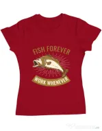Tricou ADLER dama Fish forever Rosu