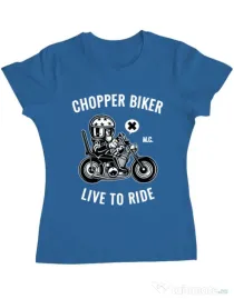 Tricou ADLER dama Chopper biker Albastru azuriu