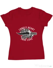 Tricou ADLER dama Lonely heart Rosu