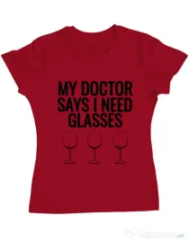 Tricou ADLER dama I need glasses Rosu