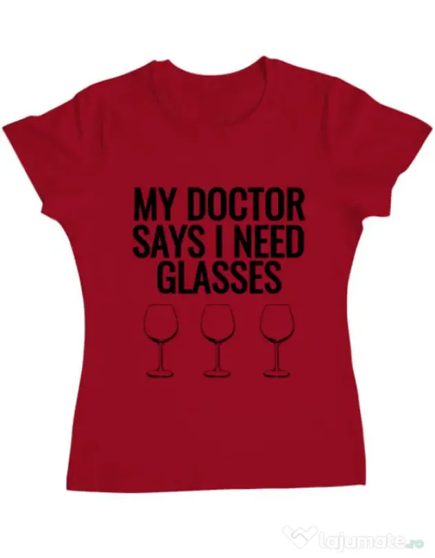 Tricou ADLER dama I need glasses Rosu