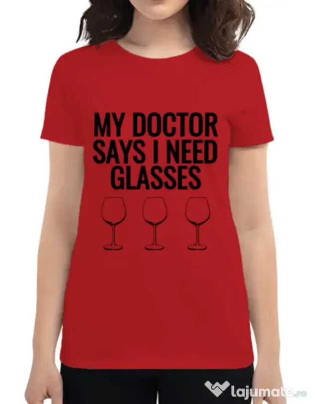 Tricou ADLER dama I need glasses Rosu
