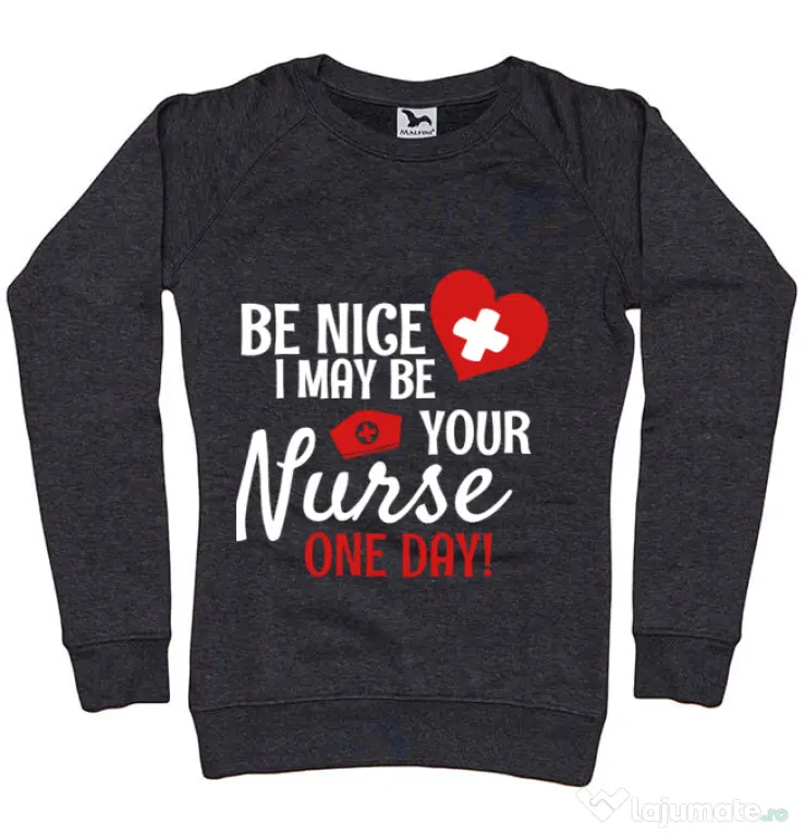 Bluza ADLER dama I may be your nurse Negru melanj