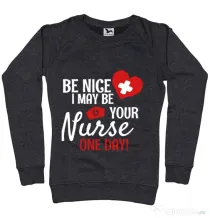 Bluza ADLER dama I may be your nurse Negru melanj