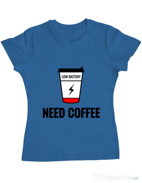 Tricou ADLER dama Need coffee Albastru azuriu
