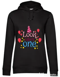 Hoodie dama cu gluga Baby birthday Negru