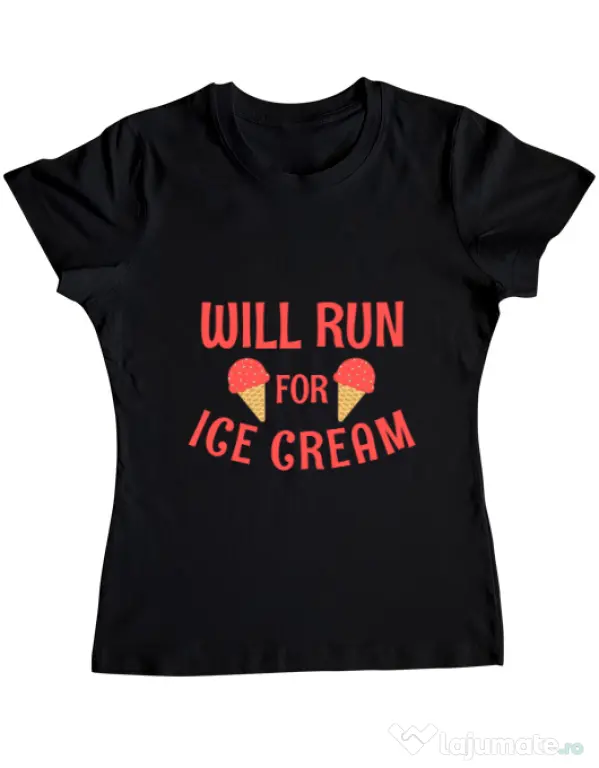 Tricou ADLER dama Running for ice cream Negru
