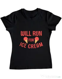 Tricou ADLER dama Running for ice cream Negru